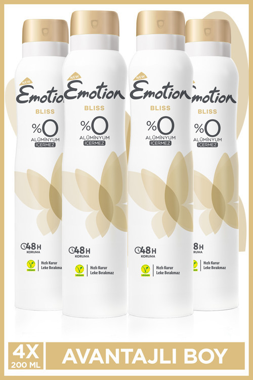 Bliss Kadın Vegan Deodorant 4x200 Ml Hızlı Kurur, Leke Bırakmaz