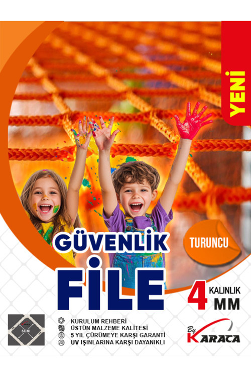 Turuncu Güvenlik File 2.5x3 M – 4 mm Kalın İp 5x5Cm Göz Aralığı + Montaj Malzemeleri