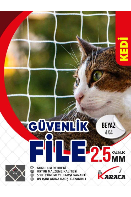 Kedi Balkon Güvenlik Filesi 2x15 Mt 2.5 mm İp Kalınlığı