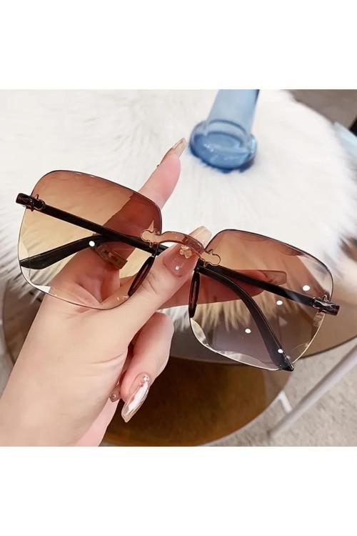 Life Çerçevesiz Moda Kadın Güneş Gözlüğü Kahverengi