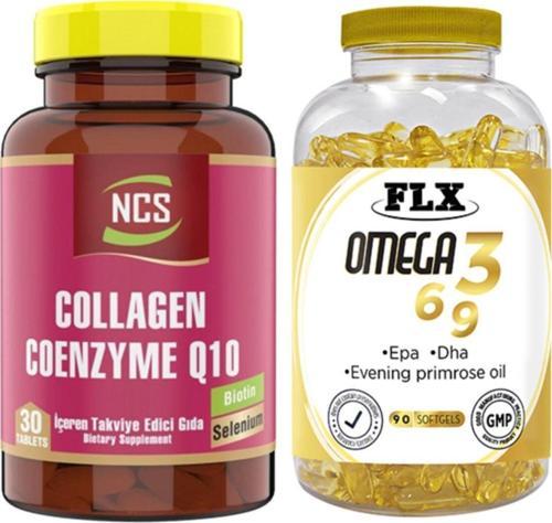 Collagen Biotin Selenium 30 Tablet & Flx Omega 3-6-9 90 Tablet