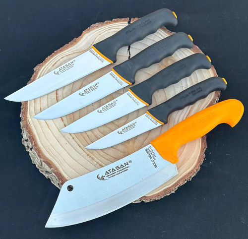 Platinium Seri 4'lü Kasap, Mutfak, Şef Bıçak Seti - Gold Seri Kuzu Satırı