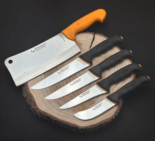 Platinium Seri 4'lü Kasap, Mutfak, Şef Bıçak Seti - Gold Seri Satır No:2