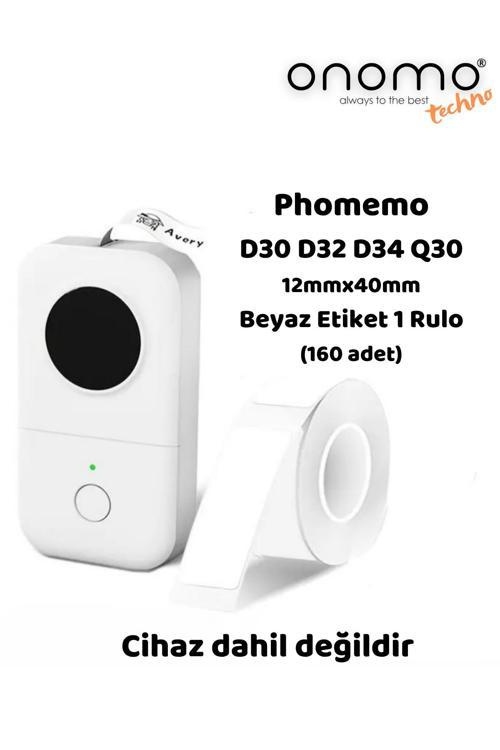 Techno Phomemo (1 Rulo) 12X40Mm/160Adet Beyaz Etiket D30/Q30