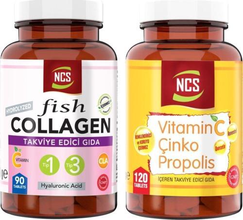 Collagen Tip 1-3 Balık Cla Vitamin C 90 Tablet Vitamin C Propolis Çinko 120 Tablet