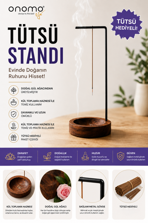 Life Tütsü Standı, Ahşap Tütsülük Tutucu, Meditasyon