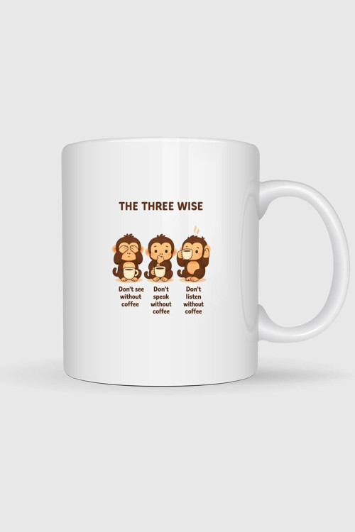 The Three Wise 3 Maymun Baskılı Kupa Bardak