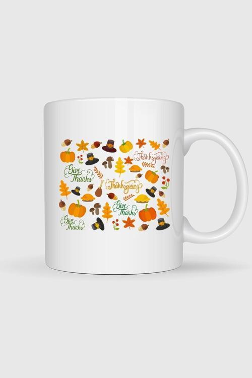  Thanksgiving Şükran Günü Tasarımlı Kupa Bardak