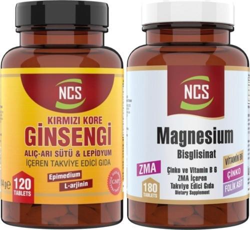 Kırmızı Ginseng 120 Tablet Zma Magnezyum Bisglisinat (Magnesium) 180 Tablet Çinko B 6 Vitamin