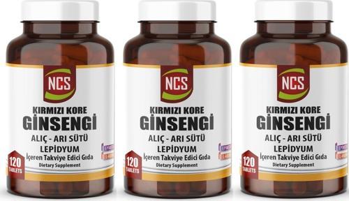 Kırmızı Kore Ginsengi Alıç Arı Sütü Lepidyum 3 X 120 Tablet 360 Tablet