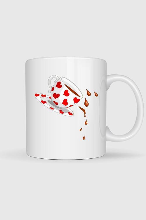  Çay Fincanı Kahve Döktü Tasarımlı Kupa Bardak