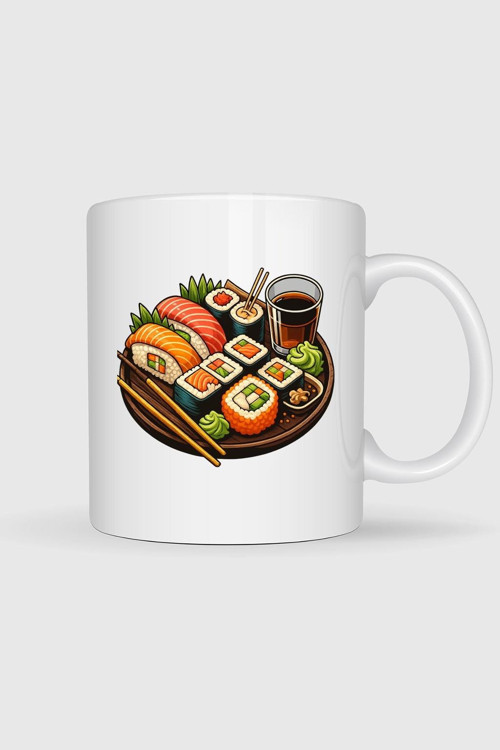 Sushi Baskılı Kupa Bardak