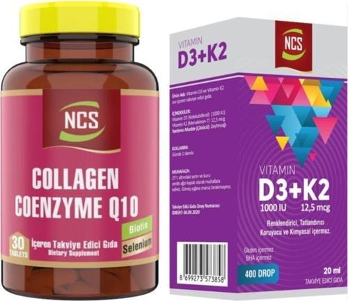 Kollajen Koenzim Coenzyme Q10 30 Tab+Vitamin D3 K2 20 Ml