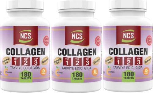 Collagen (Kolajen) (Tip) 1-2-3 Hyaluronic Acid 3 X 180 Tablet = 540 Tablet C & E & D Vitamini
