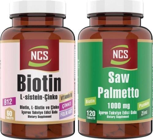 Saw Palmetto 120 Tablet Biotin 60 Tablet 2 Ürün 1 Arada