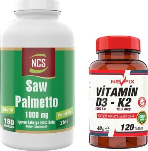 Saw Palmetto 180 Tablet & Nevfix Vitamin D3-K2 120 Tablet