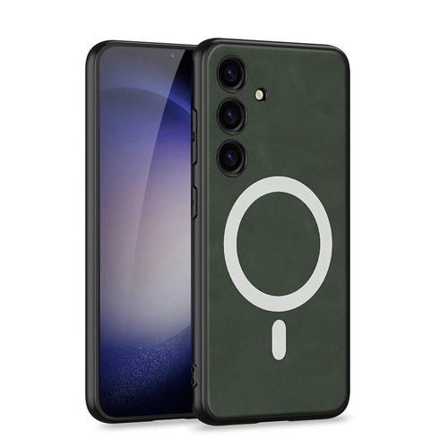 Galaxy S24 Kılıf M-safe Şarj Özellikli Deri Tasarımlı Zore Kıpta Nubuk Kapak