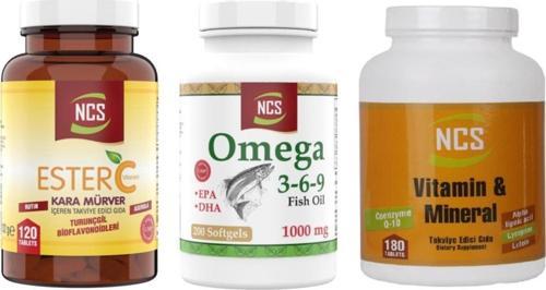 Ester C 1000 Mg 120 Tablet Multivitamin 180 Tablet Omega 3 6 9 200 Softgel 3 Ürün 1 Arada