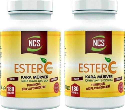 Ester C Vitamini 1000 Mg 180 Tablet Kara Mürver Turunçgil Bioflavonidleri Rutin Aserola 2 Adet