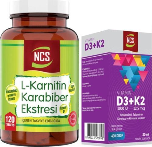 L-Karnitin 120 Tablet+Vitamin D3 K2 20 Ml
