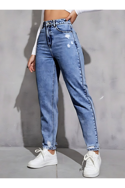 Kadın Denim Pantolon Yıpratmalı