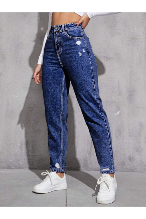 Kadın Denim Pantolon Yıpratmalı