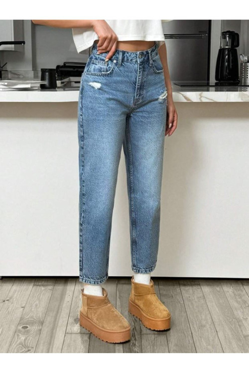 Kadın Denim Pantolon Yıpratmalı