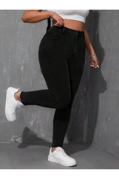 Kadın Siyah Denim Pantolon Büyük Beden