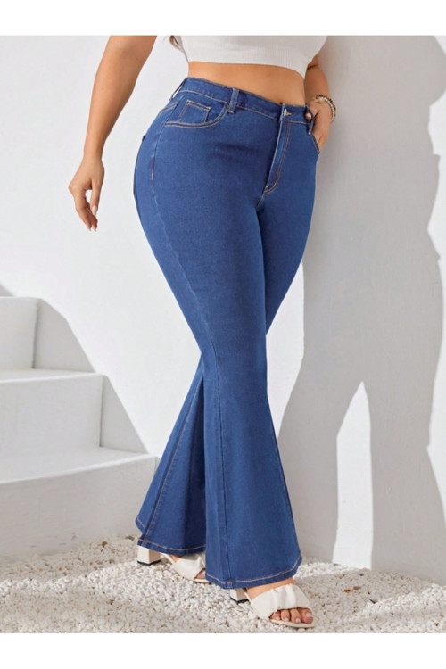 Kadın Mavi Denim Pantolon Büyük Beden