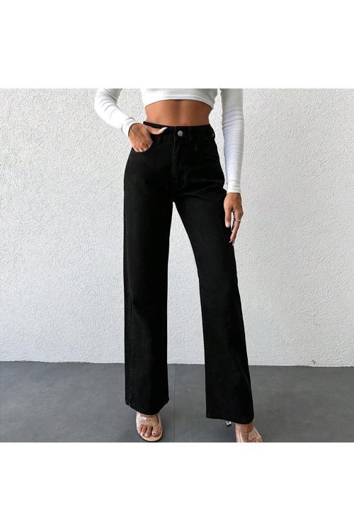 Kadın Palazzo Yüksek Bel Straıght Siyah Pantolon