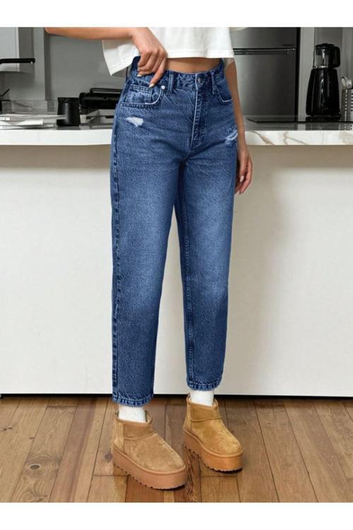 Kadın Denim Pantolon Yıpratmalı