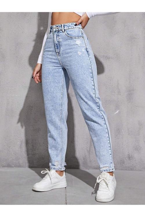 Kadın Denim Pantolon Yıpratmalı