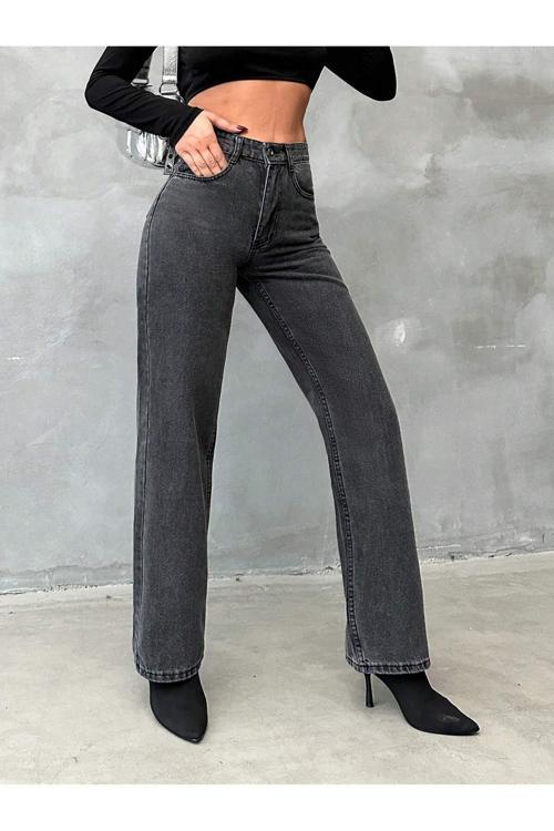 Kadın Yüksek Bel Straıght Füme Pantolon