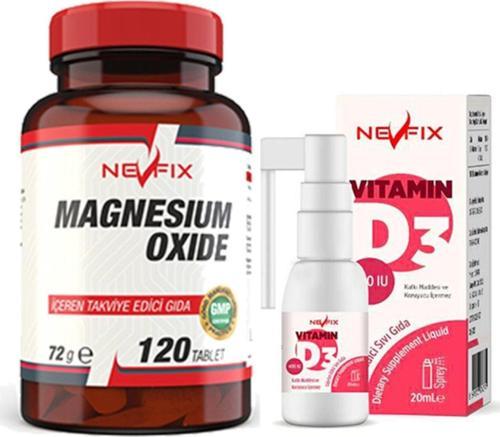 Magnesium Oxide Magnezyum 250 Mg 120 Tablet & Vitamin D3 400 20 Ml Sprey