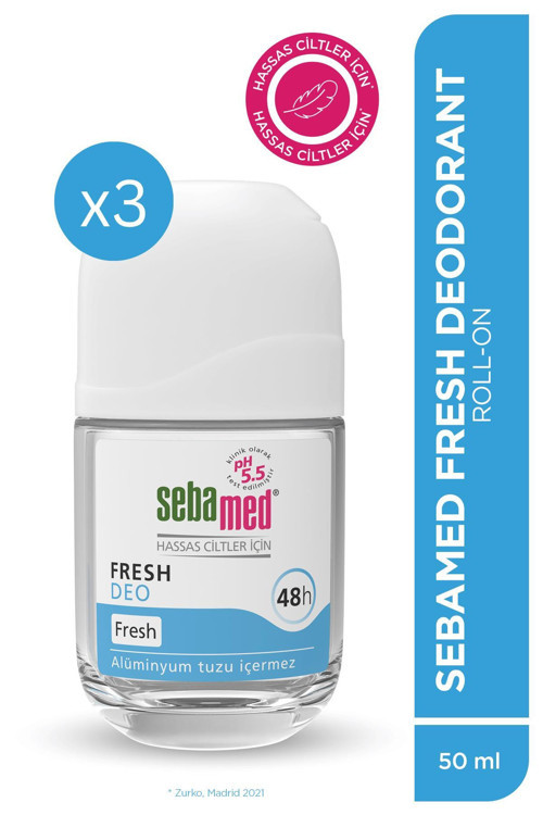 Ter Kokusu Onleyıcı 48 Saat Etkili Hassas Ciltler Kadın Erkek Roll-On Deodorant Fresh 50Ml X3 Adet