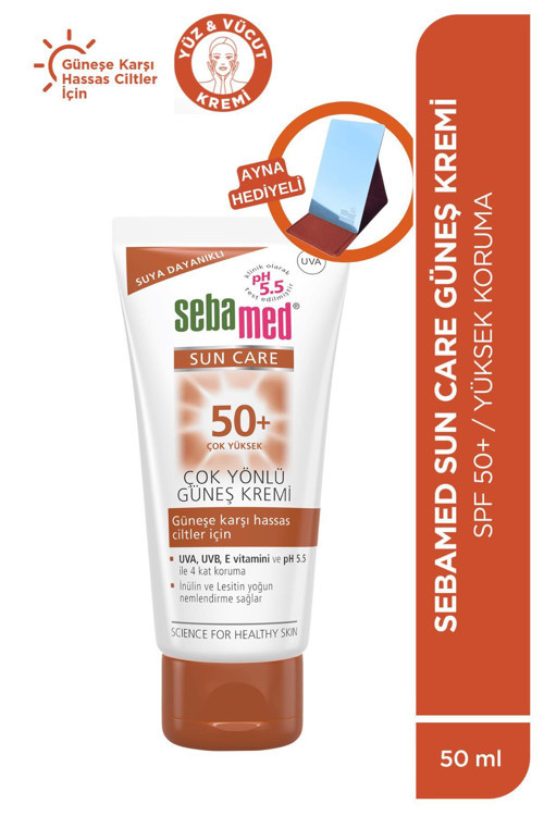 Plaj Aynası Hediyeli - Spf 50+ Uva Uvb Filtresi - E Vitamini Yüksek Koruma Yüz Güneş Kremi 50Ml Seti