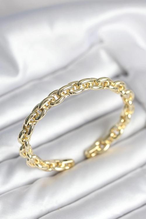 Zincir Model Gold Renk Pirinç Kadın Bileklik