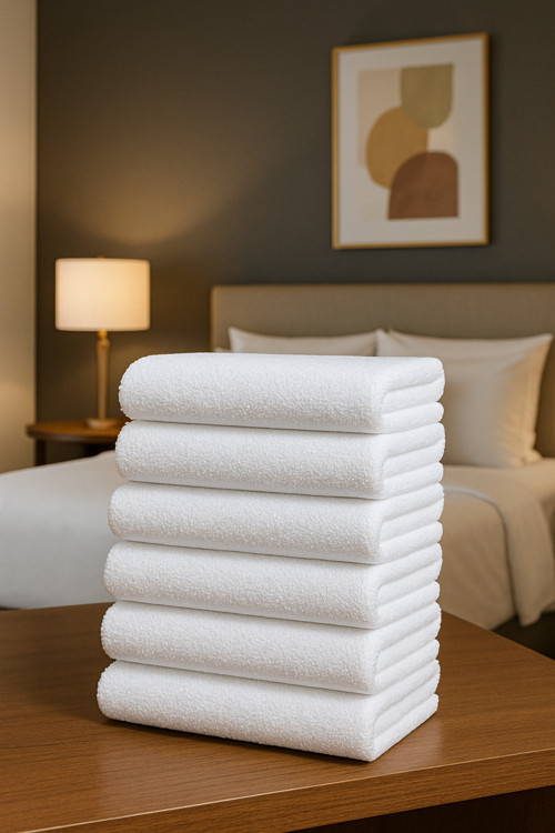 6 Adet Otel Havlusu Beyaz 50X85 Cm 200 Gram Bukle - Armür El Yüz Havlusu
