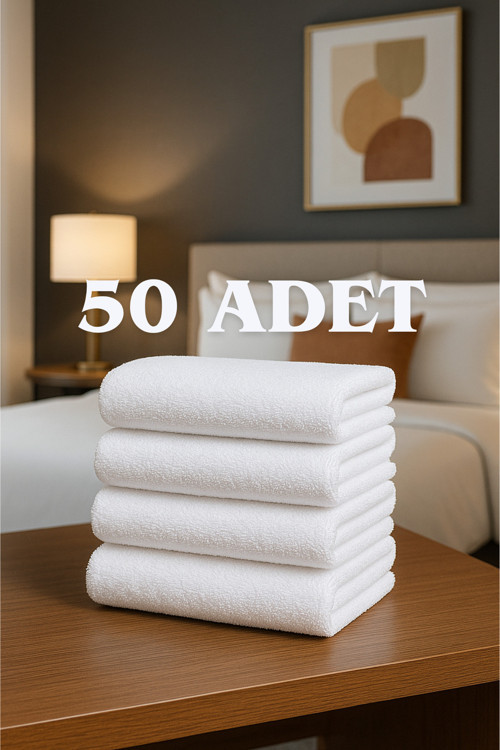 50 Adet Otel Havlusu Beyaz 50X85 Cm 200 Gram Bukle - Armür El Yüz Havlusu