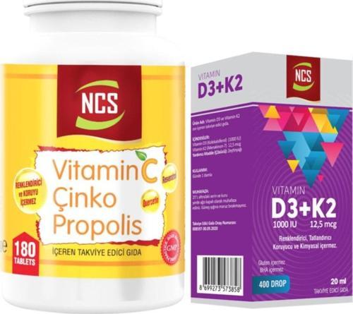 Vitamin C Çinko Propolis 180 Tablet+Vitamin D3 K2 20 Ml