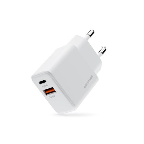 PSM136 20W PD + 18W USB Hızlı Şarj Cihazı Çift Port Akıllı Tanıma Duvar Adaptörü Beyaz