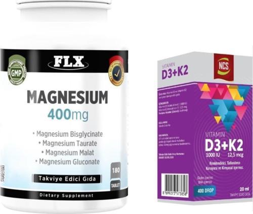 Vitamin D3 Vitamin K2 20 Ml Flx Magnesium Magnezyum Elementleri 180 Tablet