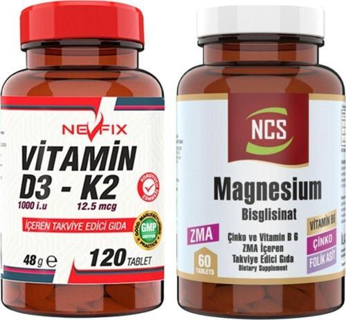 Zma Magnesium 60 Tablet & Nevfix Vitamin D3-K2 120 Tablet