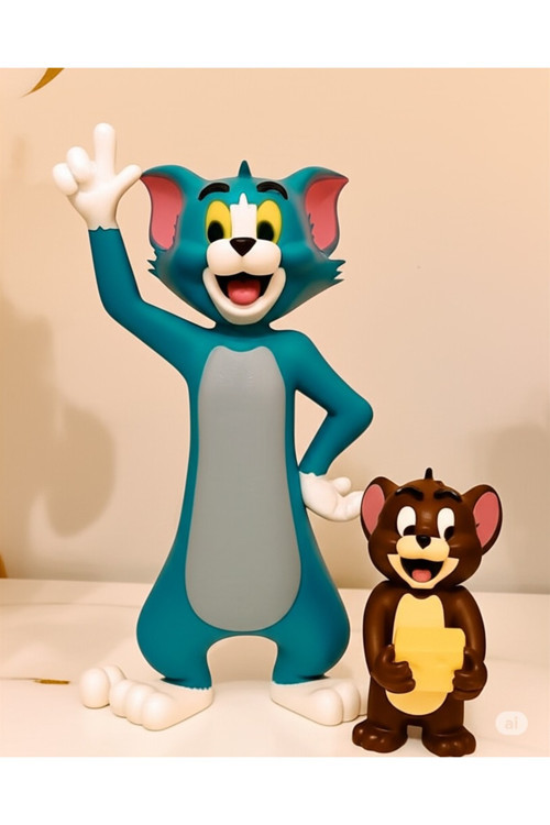 3D Tom Ve Jerry Dekoratif Biblo.