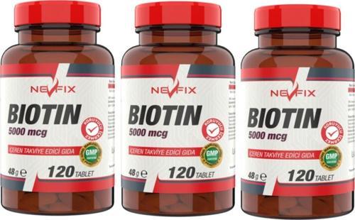 Biotin 5000 Mcg 120 Tablet X 3 Kutu 360 Tablet