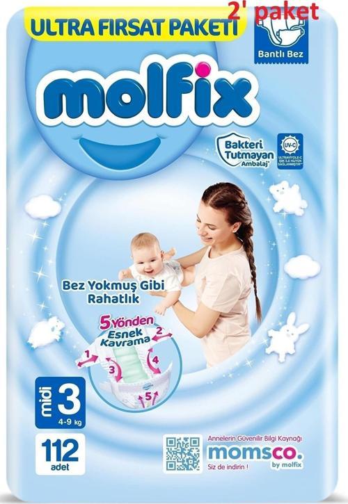 Bebek Bezi Ultra Fırsat Paketi Midi 3 Numara 2'li Paket 224 Adet