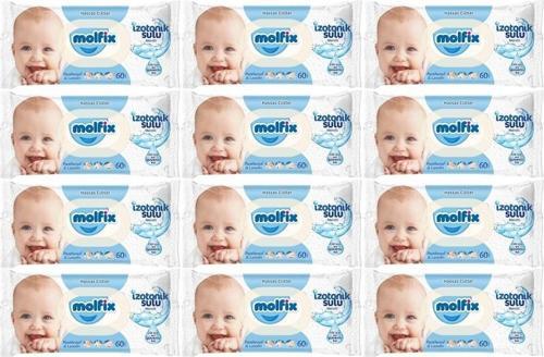 Islak Havlu Mendil İzotonik Hassas Ciltler 12 Li Set 60 Yaprak Plastik Kapaklı