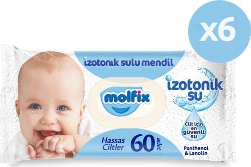 Izotonik Sulu Islak Mendil Hassas Ciltler 60'lı 6*60 360 Yaprak