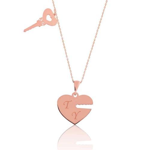 Gümüş Rose Kalbimin Anahtarı İsimli Bayan Kolye