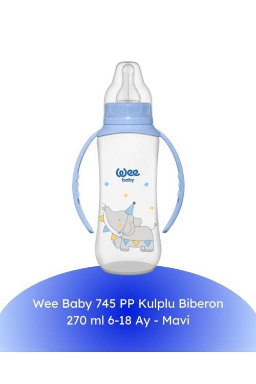 745 PP Kulplu Biberon 270 ml 6-18 Ay - Mavi